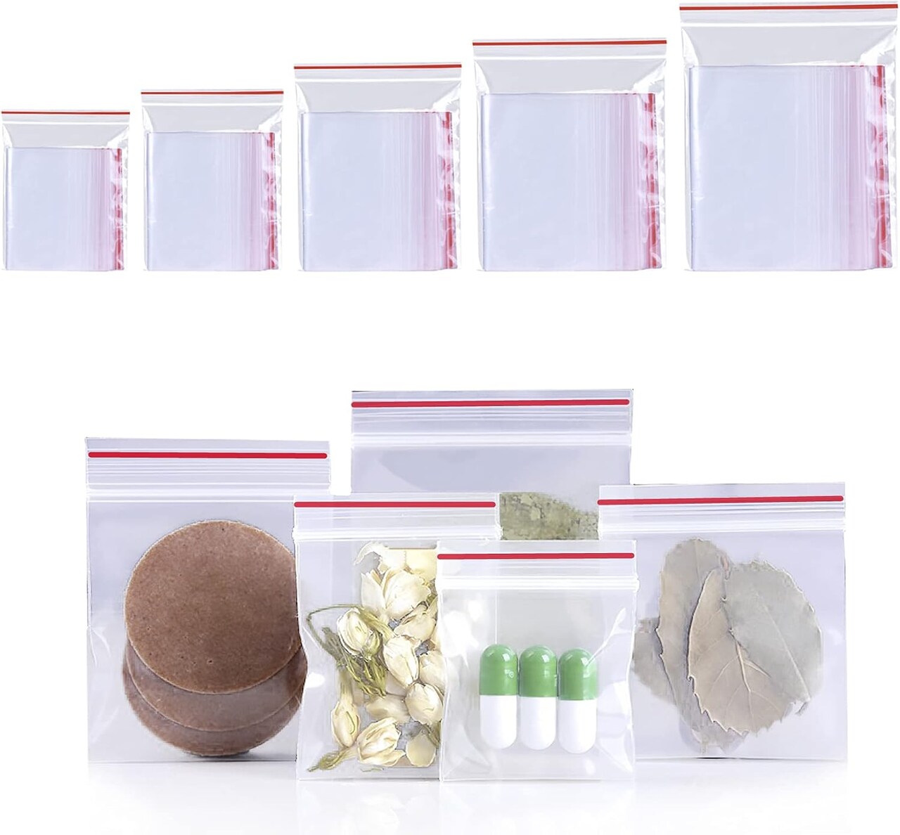 700 Pack Poly Zipper Bags,5 Different Size Small Craft Plastic Bags,Clear Reusable Ziplock Bags Storage for Bead,Jewelry,Candy
